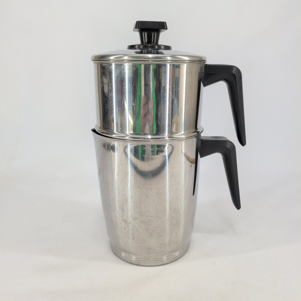 Rena Ware Drip-O-Lator Percolator Stainless Stove Top Coffee Pot 8 Cups Vintage